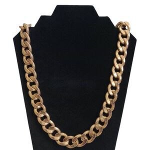 Chunky Gold Toned Oversized Curb Link Metal Chain Heavyweight Statement Necklace